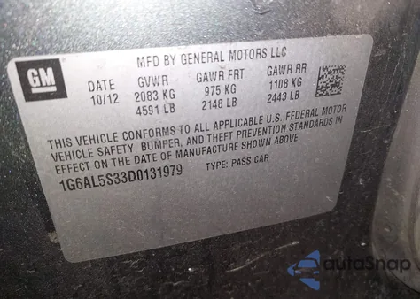 2013 Cadillac Ats Premium из США, поврежденный, VIN 1G6AL5S33D0131979